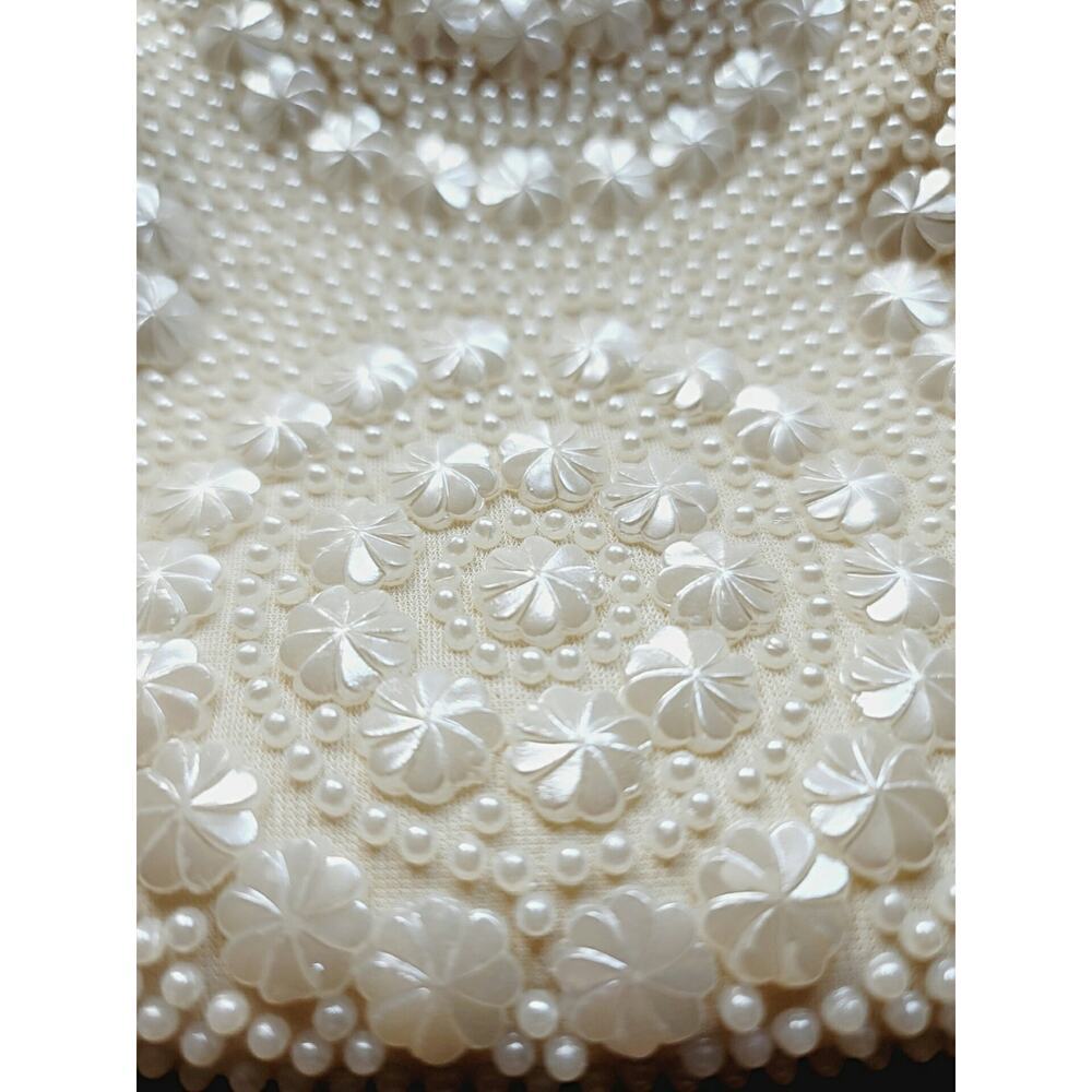 Vintage Cream Colored Pearlized Wrist Evening/Wedding Bag - Picture 9 of 12